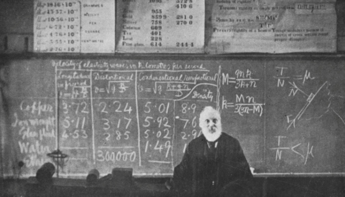 El físico y matemático Lord Kelvin impartiendo clase en la Universidad de Glasgow 
