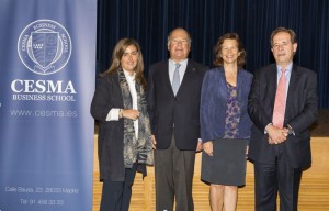 (De derecha a izquierda D. Miguel Valiente Blanco, Director General de CESMA Business School, Dña. Carlota Garrigues Díaz-Llanos, Socia-Directora de GMG Abogados, D. Diego Gómez Ángel, Consejero de Desarrollo Internacional de CESMA y Dña. Nuria Valdés Burgui, Gerente Académica de CESMA)