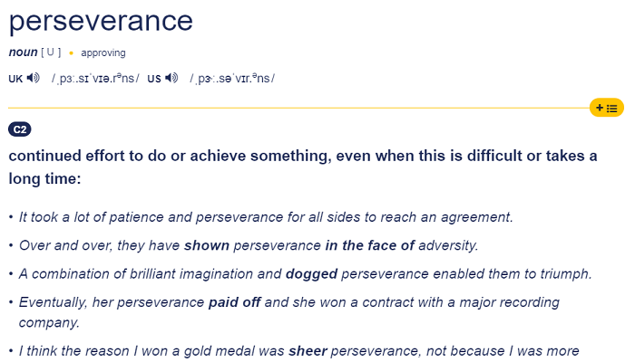 "Perseverance", la palabra del año según el diccionario de Cambridge