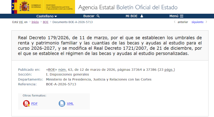 Becas MEC 2026-2027: estos son los nuevos umbrales y cuantías según las tablas oficiales del BOE
