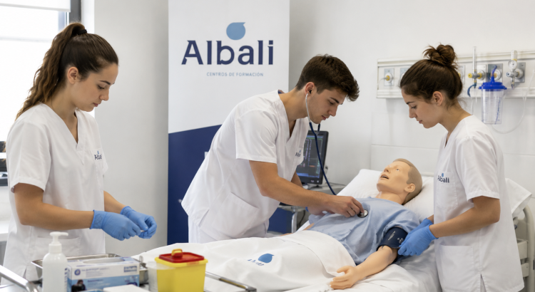Jóvenes estudiantes del sector sanitario realizando prácticas. | Albali 