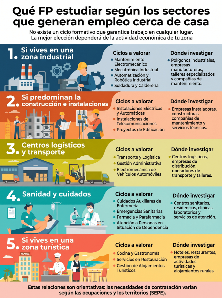 ¿Qué FP estudiar para encontrar trabajo cerca de casa? El SEPE ofrece pistas para elegir