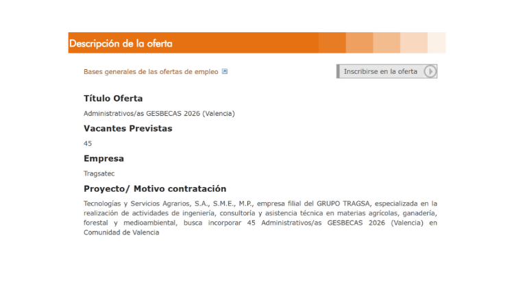 Tragsa busca 45 administrativos en Valencia para gestionar becas de Educación: requisitos y cómo inscribirse